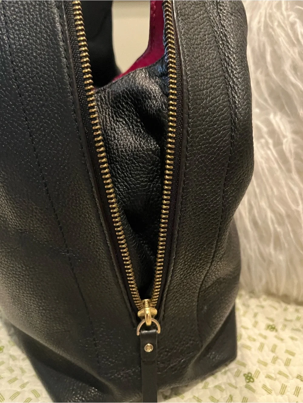 kate spade Mansfield Juniper Black Pebbled Leather Hobo Bag